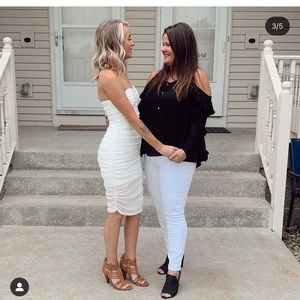 TIGER MIST XS super stretchy midi white dress